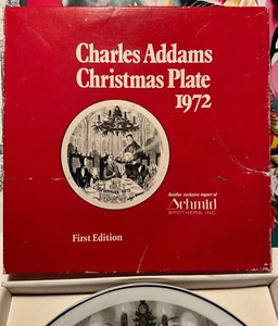 ADDAMS FAMILY 1st Edition 1972 X-MAS PLATE CHARLES ADDAMS MIB - Picture 1 of 4