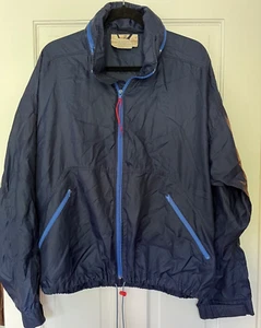 VTG EMS Eastern Mountain Sports Windbreaker Rain Jacket Blue Large L Zip Hood - Picture 1 of 3