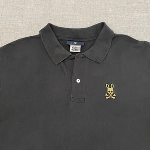 Psycho Bunny Mens Size 8 2XL XXL Pima Cotton Polo Black Gold Bunny Shirt READ - Picture 1 of 13