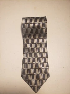 Jos. A. Bank Signature Herrenkrawatte Silber & Blau Geo 100% Seide Krawatte Made in USA - Bild 1 von 4