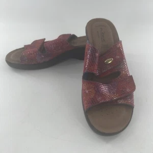 Flexus Spring Step Slide Bellasa Leather Sandal Women EU 40 US 9 Red Floral - Picture 1 of 21