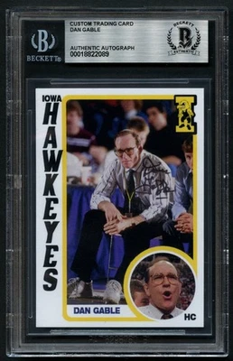 Dan Gable #1 signed autograph Iowa Hawkeyes Custom Trading Card BAS Slabbed - Image 1 of 2