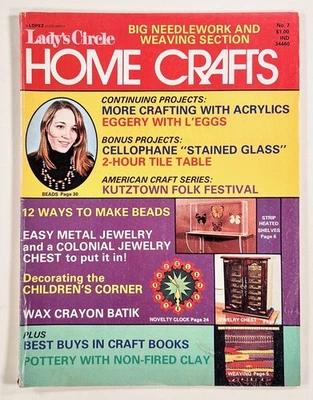 1975 LADY'S CIRCLE HOME CRAFTS #7 Cellophane "Stained Glass" L'EGGS bead making - Image 1 of 4