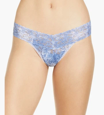 Tanga de encaje Hanky Panky L50846 Chambray tiro bajo estampado firma talla única Foto 1 de 4