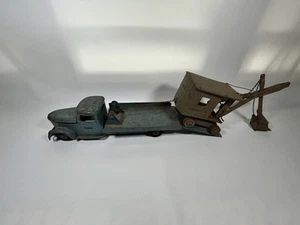 Vtg Structo Tin Toy Truck Steam Shovel 1930's Original 24" Survivor Flatbed Dodg - Picture 1 of 11