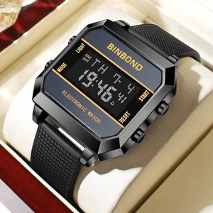 Men’s Digital Sports Watch Waterproof Alarm Calendar Silicone Strap Fashion - Picture 1 of 15