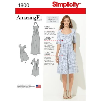 SIMPLICITY 1800 DRESSES Misses & Women's Sewing Pattern Sizes 10-18 & 20W-28W - Image 1 of 4
