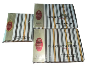 Vintage Cannon Royal Family Flat Full Sheet Set Contempo Stripe Percale Retro - Picture 1 of 21