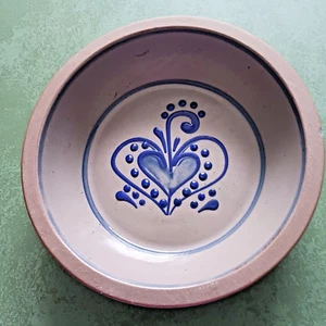 Beaumont Brothers BBP Pottery Bowl Heart Cobalt Blue Salt Glazed Stoneware - Picture 1 of 4