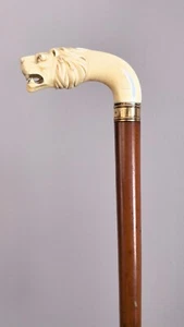 Suprb antique carved lion handle walking stick - Picture 1 of 10