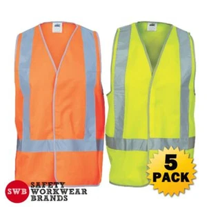 5 x DNC Workwear Day Night Hi Vis Safety Vest H Pattern Reflective Tape New 3804 - Picture 1 of 3