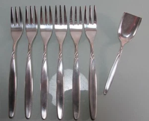 6 Kuchengabeln + Zuckerlöffel WMF Rom 90er Silberauflage - Bild 1 von 2