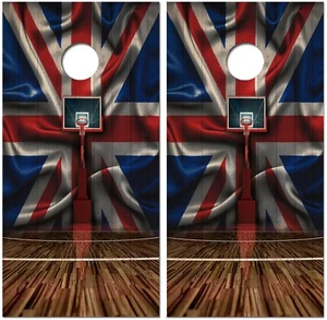 Flag UK Basket Custom Wraps for Cornhole Boards Skin Vinyl Decal For Game JO1746 - Picture 1 of 12