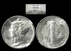 1942-D Mercury Dime 10 Cent NGC MS66 FB .... Blazer!!! - Picture 1 of 1