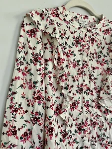 🌷JCrew Women’s Liberty Long Sleeve Floral Blouse Top Size Large XS Ruffles - Picture 1 of 7