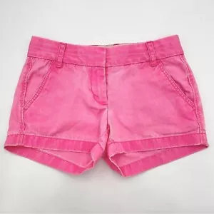 J. Crew Shorts Bright Pink Y2K Faded Chino Broken In Cotton Short Women Size 00 - Picture 1 of 10