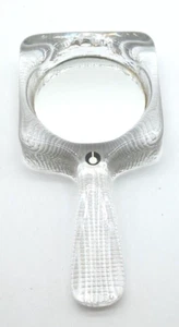 Vintage 1970s Swedish Pukeberg Square Vanity Textured Art Glass Handheld Mirror - Picture 1 of 7