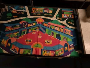VTG Cranston Play Mat Fabric Road City Town Mall Movies Health Club Pet Store - Picture 1 of 1