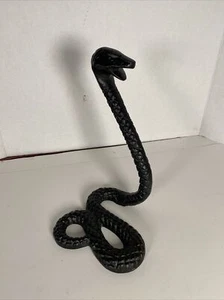 "Estatua serpiente cobra escultura aluminio fundido color negro 9""" - Imagen 1 de 7