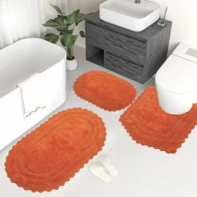 Royal Blaze 3x Bathroom Mat Crochet Rug - Oval (Medium 21"x34"+ 18"x26"+U Shape) - Image 1 of 4