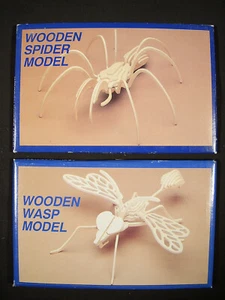 ⭐️2 Vintage 1993 3D Holz WESPE SPINNE Modell PUZZLE Holz INSEKT NEU Spielzeug Chadwick - Bild 1 von 10