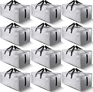 Large Strong Moving Bags with Zippers & Carrying Handles Heavy Duty Storage Tote - Picture 1 of 7