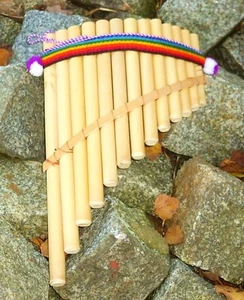 Panflöte Bambus 30 cm, 13 Röhren, Peru Indianer Inka Musik, Indio Kostüm Flöte  - Bild 1 von 1