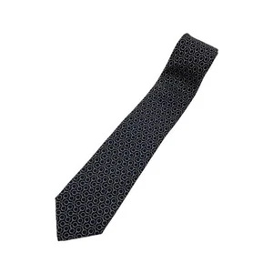 Corbata HERMES Negro Seda Logo vendedor de Japón N0128 04 Hecha en Francia - Imagen 1 de 3