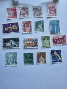 "Swiss Helvetia Stamps x16 – Vintage Used Lot" RefH2 - Picture 1 of 3