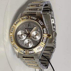 Citizen FD2074-55A Eco Drive Crystal Two Tone Stainless Women's Watch *New* - Picture 1 of 13