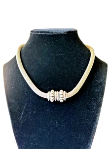 VTG Rau Klikit Mesh Choker Necklace Bold 1980s Statement Collar Retro Signed - Picture 1 of 7