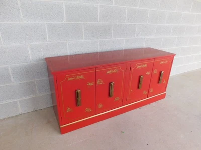 Chinoiserie Asiática Estilo Laca Roja Credenza 60"w Foto 1 de 4