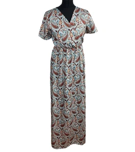 Paisley Maxi Dress Short Sleeve Lightweight V Neck  Women's UK Size S - Picture 1 of 8