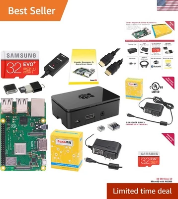 Kit Raspberry Pi 3 B+ B Plus con tarjeta EVO+ de 32 GB, fuente de alimentación USB y estuche negro Foto 1 de 4