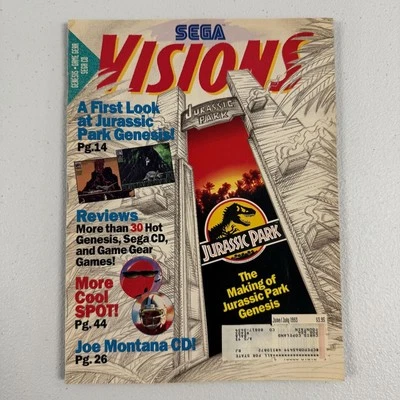 Vintage 1993 Sega Visions Magazine Jurassic Park Genesis June July Cool Spot Rev - Image 1 of 4