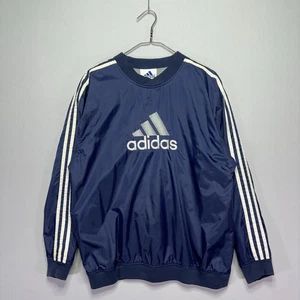 Vintage 90er Adidas Trainingsjacke - Pullover - dunkelblau weiß gestreift - gefüttert - MEDIUM - Bild 1 von 6