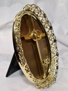 Vintage Gold Tone 50th Wedding Anniversary Frame Plaque Cross, Wedding Rings - Picture 1 of 7