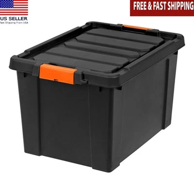 Tapa bloqueable 19 gal. Caja de almacenamiento de plástico contenedores caja herramientas de alta calidad juguetes nuevo Foto 1 de 4