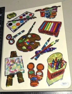 Vintage Stickers BJ Decal Specialties Prism Rainbow Art Tools RARE 1 Sht  - Picture 1 of 3