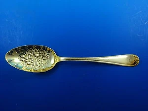 New Castle by Gorham Sterling Vermeil Berry Spoon w/ Flowers in Bowl 10071 - Picture 1 of 4