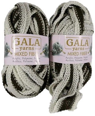 Hilos de gala marrón cinta de fibras mixtas 2 madejas bufanda PARCIAL novedad Foto 1 de 4