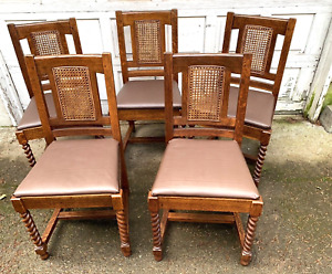 5 Antique Oak Signed Stickley Side Chairs 635 1/2 - Quaint - Grand Rapids,Mi.