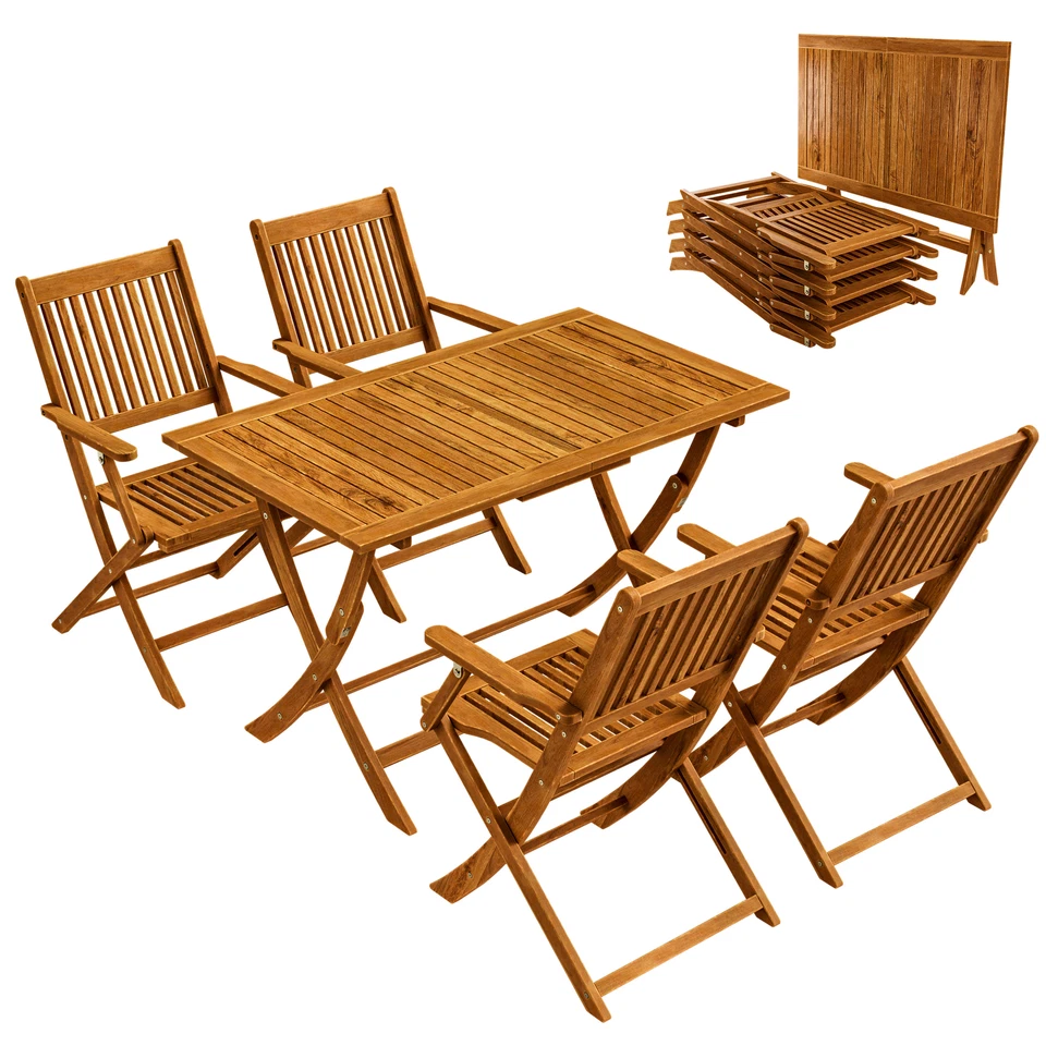 CASARIA® Gartenmöbel Set Wetterfest Klappbar Holz FSC®-zertifiziert Garten - Bild 1 von 4