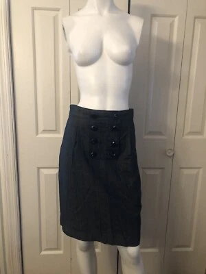 Falda Lápiz Tibi Talla 2 Gris Carbón Denim Delantero Botón Acento  Foto 1 de 4