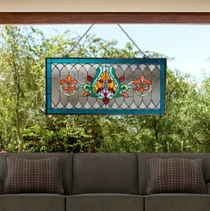 Warenfluss Fensterplatte Buntglas Handarbeit Deko Hängekette - Bild 1 von 9