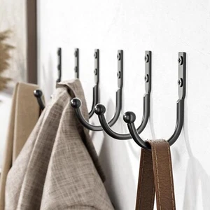 Wall Hooks: Holds 45 LBS, for Towels, Bags, Coats, Keys (6 Pack) - Picture 1 of 9