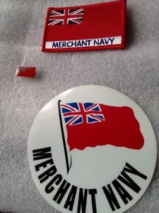 New* Merchant Navy Enamel Lapel Badge & Patch Badge + Free Car Window Sticker - Picture 1 of 2