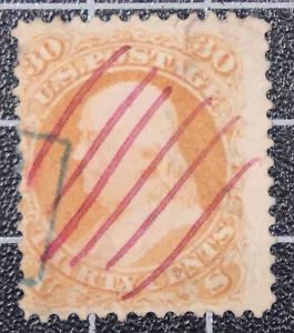 Scott 71 30 Cent Franklin gebraucht schöner Stempel SCV $ 250,00 - Bild 1 von 2