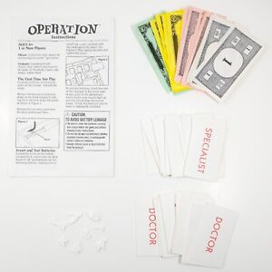 Milton Bradley - Operation Board Game Replacement Parts, Cards, Money, Instruct.