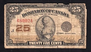 1923 Dominion of Canada 25c Shinplaster Note Campbell - Clark 680024 - Picture 1 of 2
